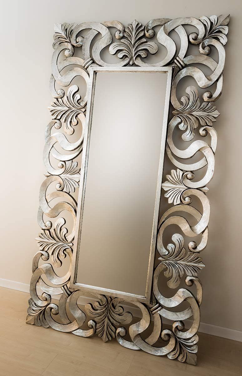 Rococo Espejo Decorativo Daphine de 120x220cm en Plata (Envejecida ...