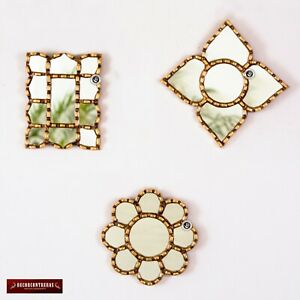 Pequeño espejo de pared oro acento Juego de 3-Espejos Decorativos ...