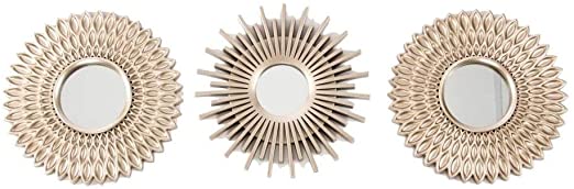 Juego de 3 espejos pared decorativos dorado: Amazon.es: Hogar